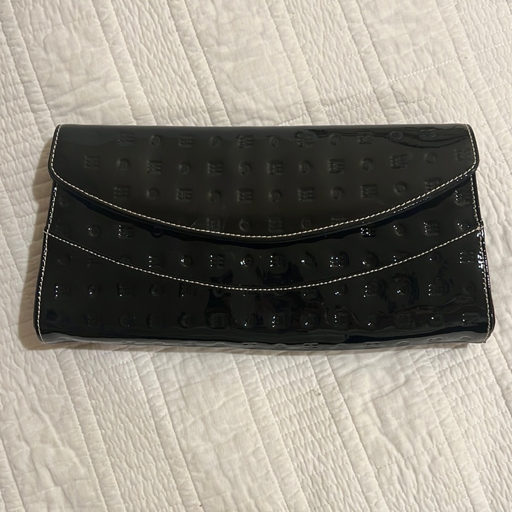 Arcadia Italian paten leather bag with gold chain